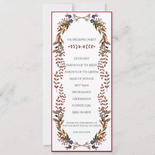 Programme de mariage Feuillage d'Automne (Dos)