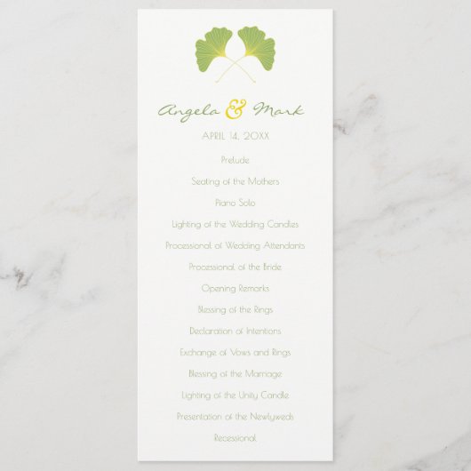 Programme de mariage Feuille de Ginkgo Tree (Devant)