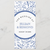 Programme de mariage feuille en bleu Indigo (Devant)