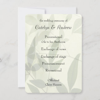 Programme de mariage feuille pâle