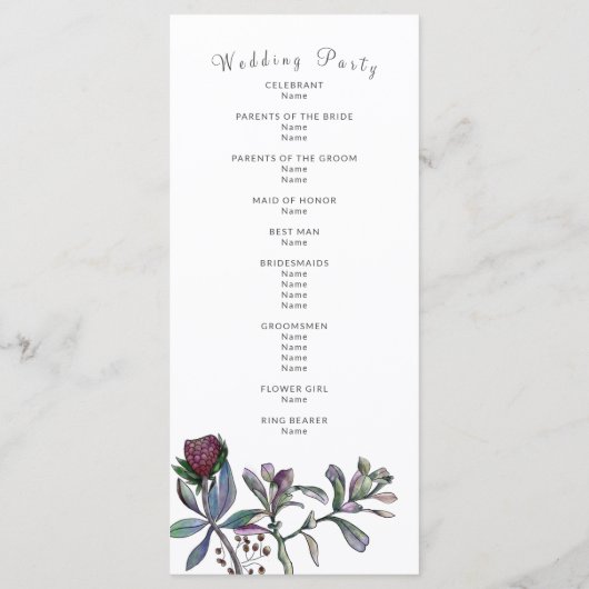 Programme de mariage feuille tropicale script or f (Dos)
