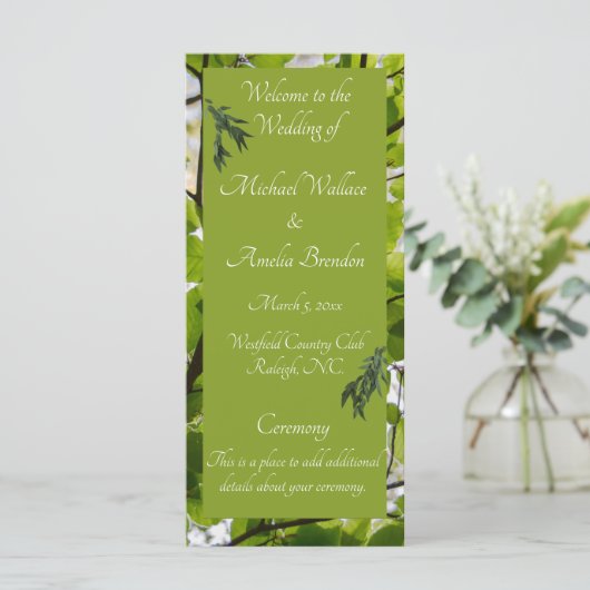 Programme de mariage Feuille vert (Debout devant)