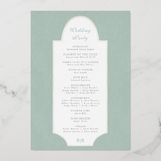 Programme de mariage Feuille vert (Verso)