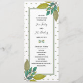 Programme de mariage Feuille vert (Devant)