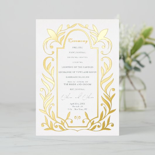 Programme de mariage Feuille vert (Debout devant)