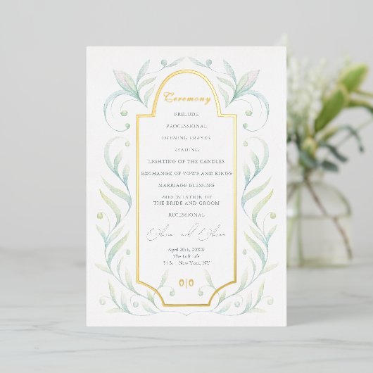 Programme de mariage Feuilles Vertes (Debout devant)