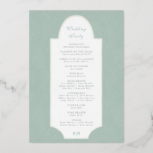 Programme de mariage Feuilles Vertes (Verso)