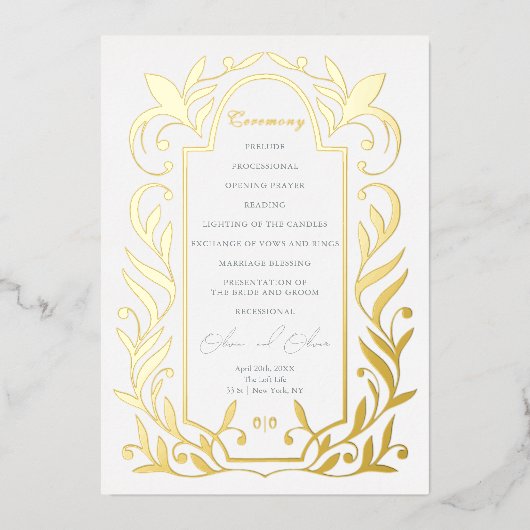 Programme de mariage Feuilles Vertes (Recto)