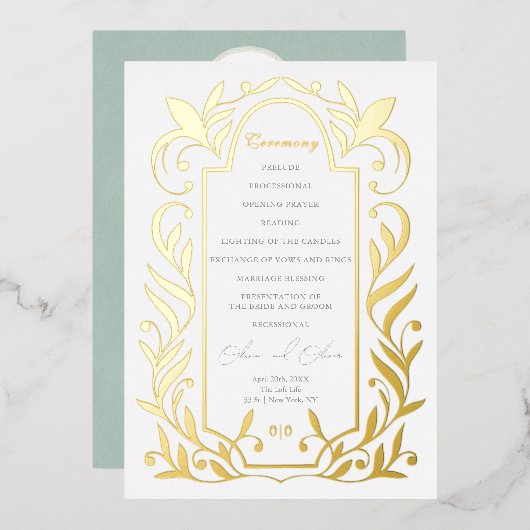 Programme de mariage Feuilles Vertes (Recto/Verso)