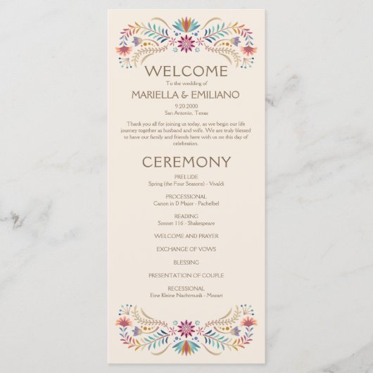 Programme de mariage Fiesta Boho (Devant)