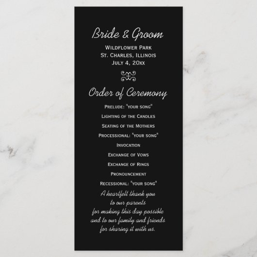 Programme de mariage Fireworks (Devant)