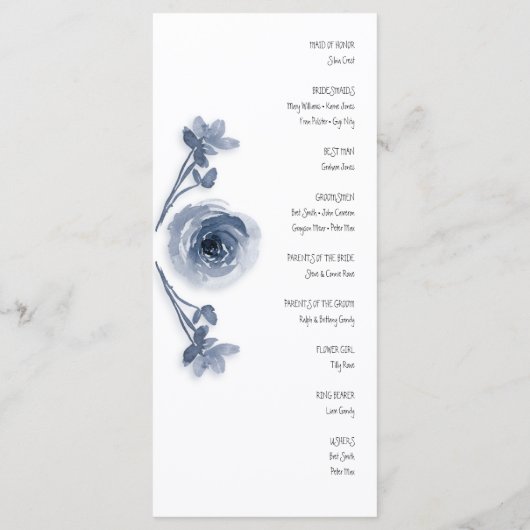 Programme de mariage Fleur Bleue Douce (Dos)