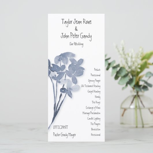 Programme de mariage Fleur Bleue Douce (Debout devant)