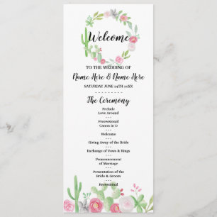 Programme de mariage Fleur de Cactus Fiesta Cactus