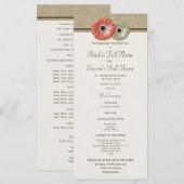 Programme de mariage Fleur de Gerbera Corail et Iv (Devant / Derrière)