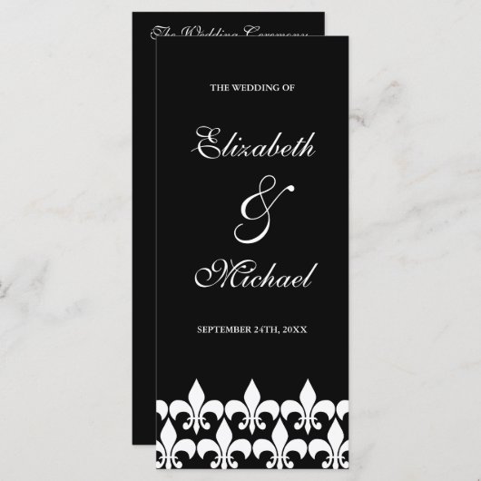 Programme de mariage Fleur de Lis Noir et Blanc (Devant / Derrière)