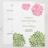 Programme de mariage Fleur rose verte en fleurs (Devant / Derrière)