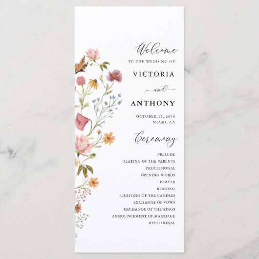 Programme de mariage fleur sauvage (Devant)