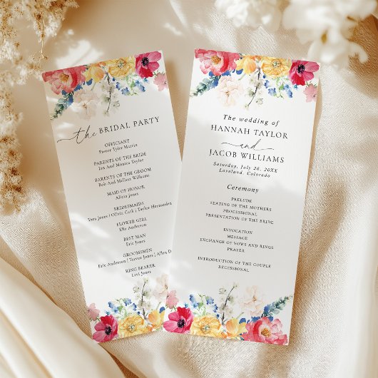 Programme de mariage Fleur sauvage coloré