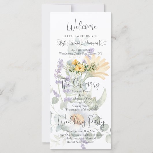 Programme de mariage Fleur sauvage coloré (Devant)