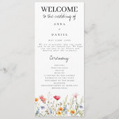 Programme de mariage Fleur sauvage d'aquarelle (Devant)