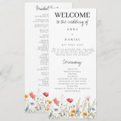 Programme de mariage Fleur sauvage d'aquarelle (Devant / Derrière)