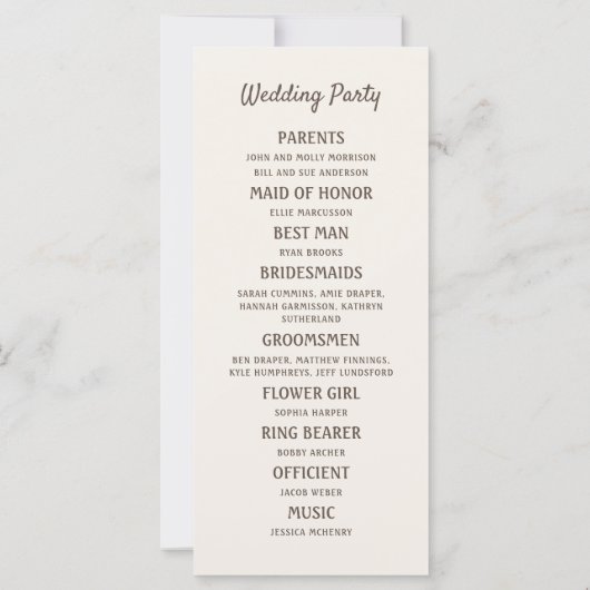 Programme de mariage Fleur sauvage d'aquarelle (Dos)