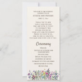 Programme de mariage Fleur sauvage d'aquarelle (Devant)