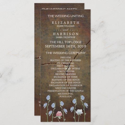 Programme de mariage fleur sauvage en chêne (Devant / Derrière)