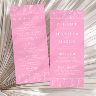 Programme de mariage fleur sauvage rose chaud