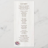 Programme de mariage Fleur sur Tronc d'Arbre (Dos)