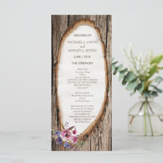 Programme de mariage Fleur sur Tronc d'Arbre (Debout devant)