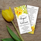 Programme de mariage fleuri à l'aquarelle jaune