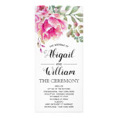Programme de mariage fleuri rose aquarelle fleurs (Devant)