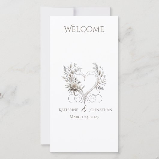 Programme de mariage - Fleurs blanches avec un coe (Devant)