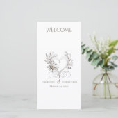 Programme de mariage - Fleurs blanches avec un coe (Debout devant)