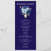 Programme de mariage Fleurs Bleu Nuit et Or (Dos)