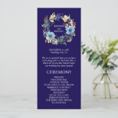Programme de mariage Fleurs Bleu Nuit et Or (Debout devant)