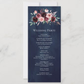 Programme de mariage Fleurs bordeaux rose poudré e (Dos)
