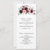 Programme de mariage Fleurs bordeaux rose poudré e (Devant)
