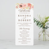 Programme de mariage Fleurs de rose corail et or (Debout devant)