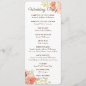 Programme de mariage Fleurs de rose corail et or (Dos)