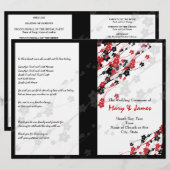 Programme de mariage Fleurs japonaises Rouge (Devant / Derrière)