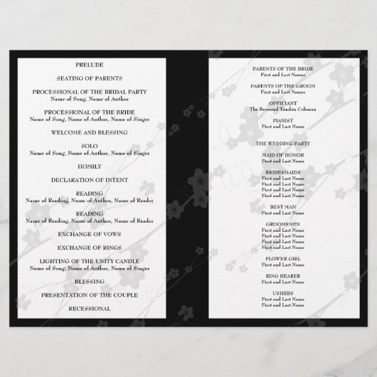 Programme de mariage Fleurs japonaises violet (Dos)