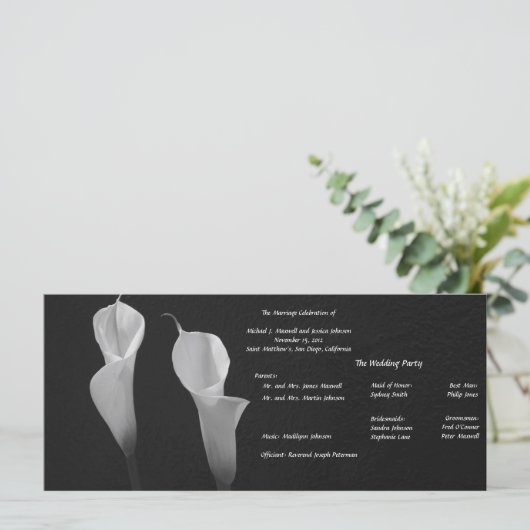 Programme de mariage Fleurs Noires et Blanches (Debout devant)