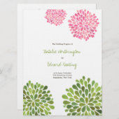 Programme de mariage Fleurs rose vert (Devant / Derrière)