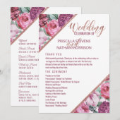 Programme de mariage Fleurs Rose Violet Or Rose (Devant / Derrière)