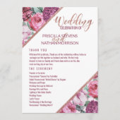 Programme de mariage Fleurs roses violettes or ros (Devant)