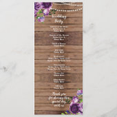 Programme de mariage Fleurs Violettes Bois Rustiqu (Dos)