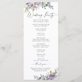 Programme de Mariage Fleurs Violettes Romantiques (Dos)